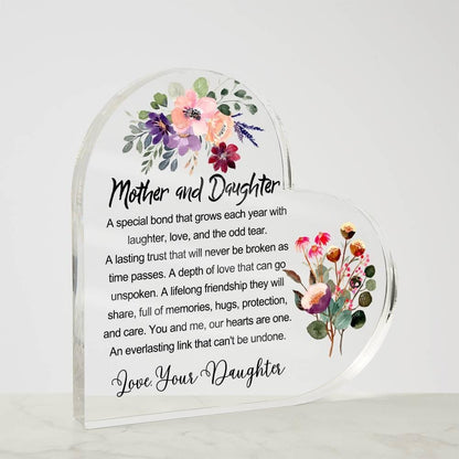 Mother Daughter Floral Heart Acrylic Plaque – Gift for Mom – view 4