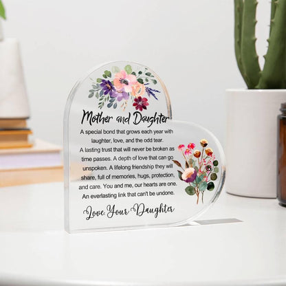 Mother Daughter Floral Heart Acrylic Plaque – Gift for Mom – view 9