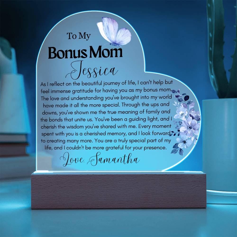 Personalized To My Bonus Mom Heart Acrylic Plaque – view 2