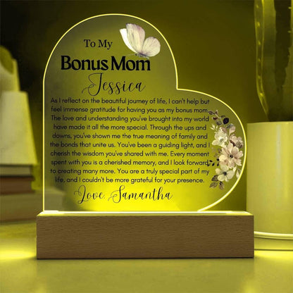 Personalized To My Bonus Mom Heart Acrylic Plaque – view 9