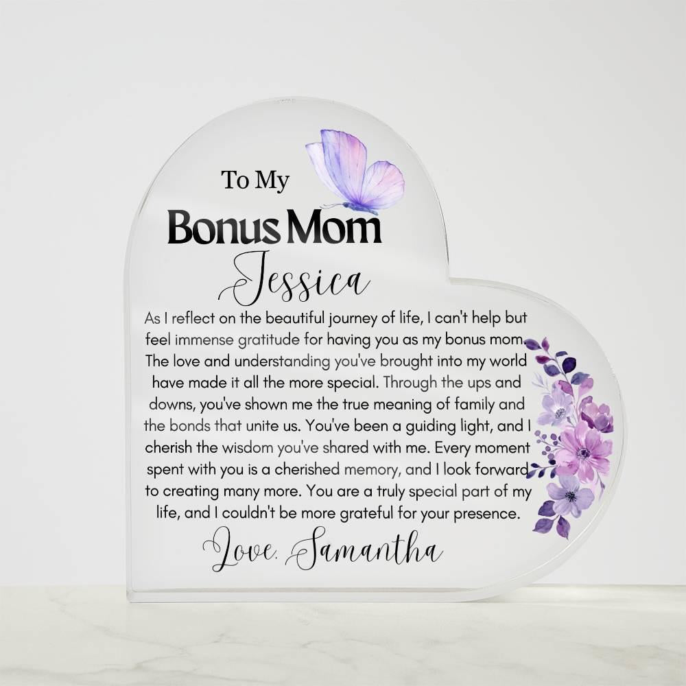 Personalized To My Bonus Mom Heart Acrylic Plaque – view 8