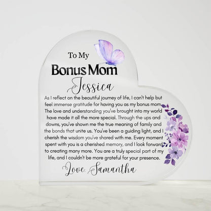 Personalized To My Bonus Mom Heart Acrylic Plaque – view 8