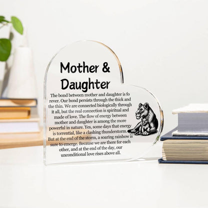 Mother & Daughter Heart Acrylic Plaque – Mother's Day Gift – view 3