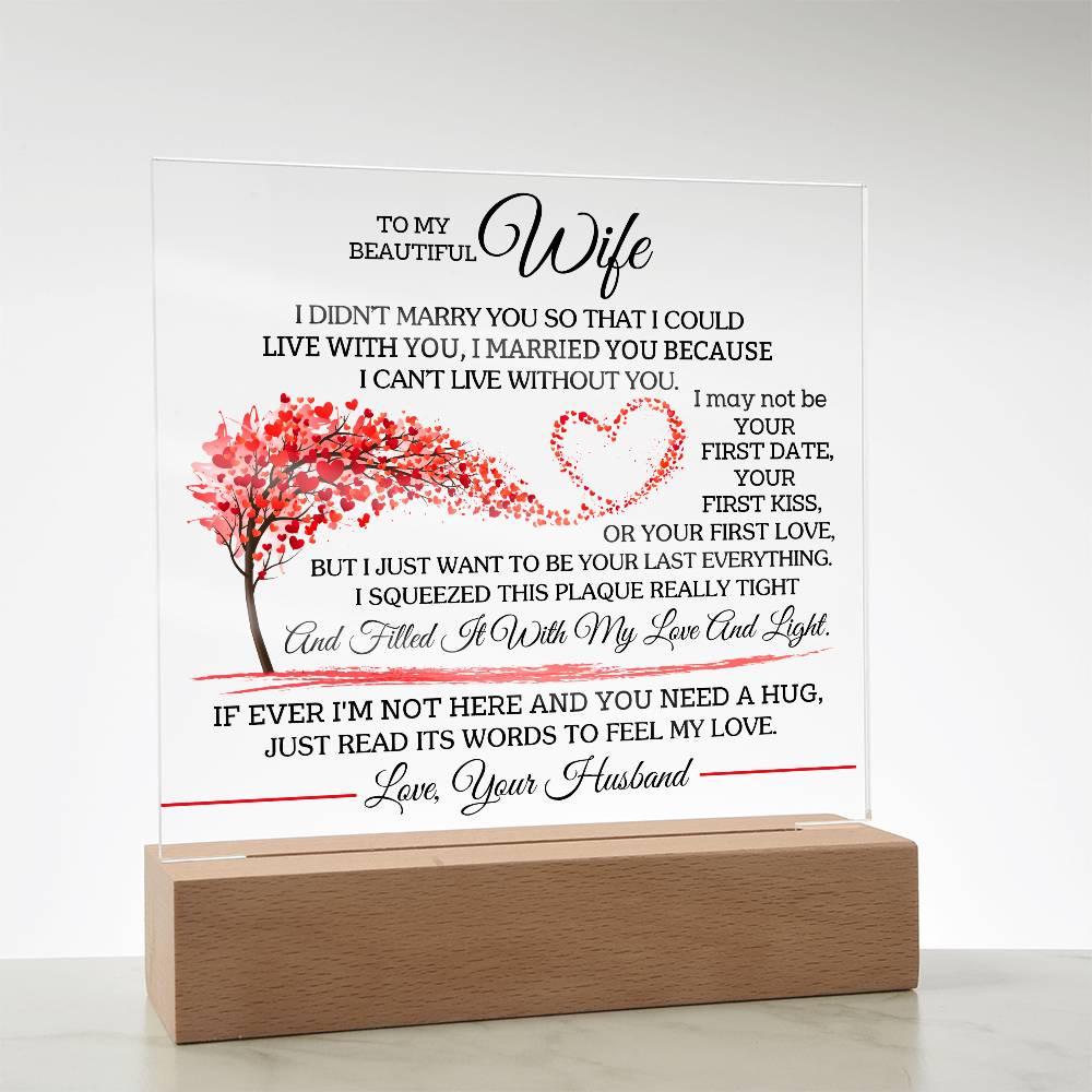 To My Wife Floral LED Acrylic Plaque – Gift for wife from Husband – view 9