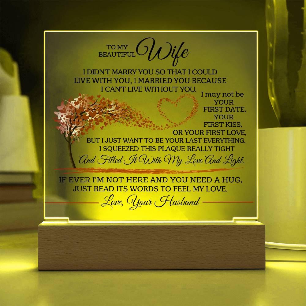 To My Wife Floral LED Acrylic Plaque – Gift for wife from Husband – view 4