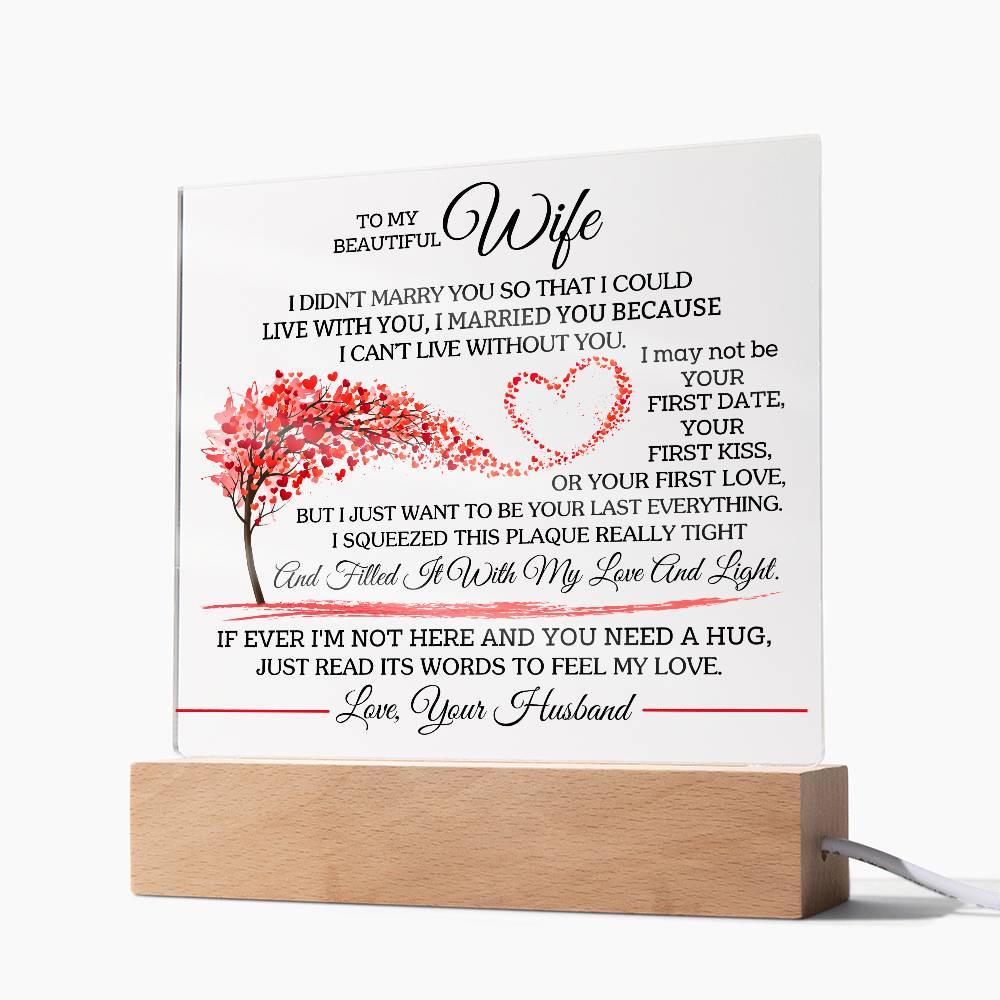To My Wife Floral LED Acrylic Plaque – Gift for wife from Husband – view 8
