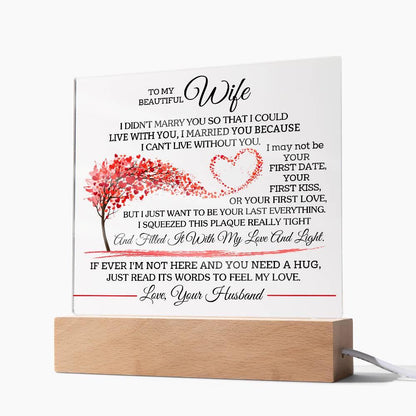 To My Wife Floral LED Acrylic Plaque – Gift for wife from Husband – view 8