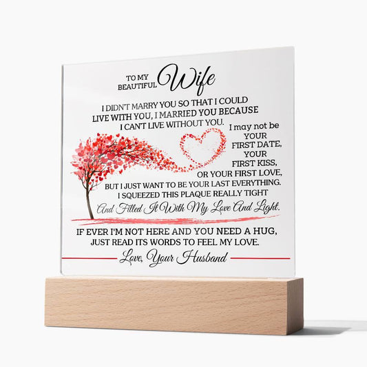 To My Wife Floral LED Acrylic Plaque – Gift for wife from Husband – view 2