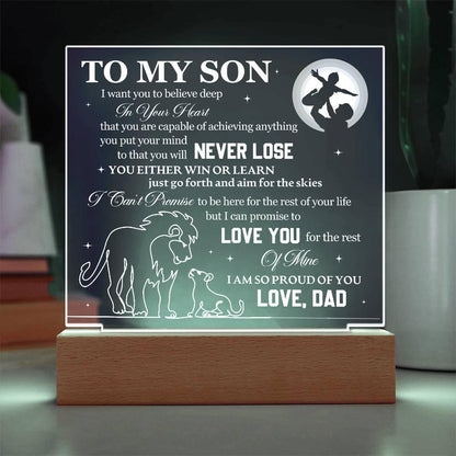To My Son Acrylic Square Plaque – Personalized Son gift from Dad – view 8