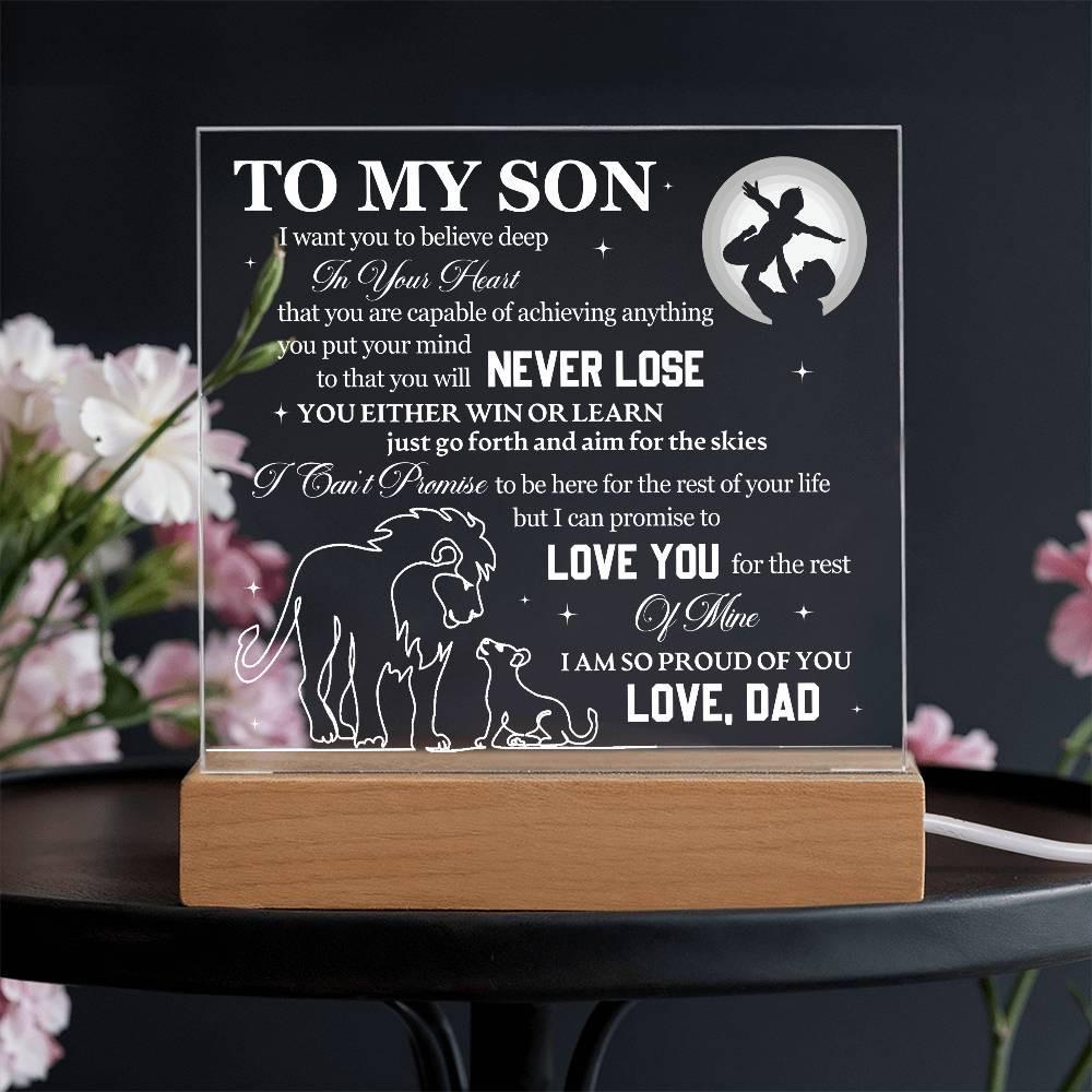 To My Son Acrylic Square Plaque – Personalized Son gift from Dad – view 7