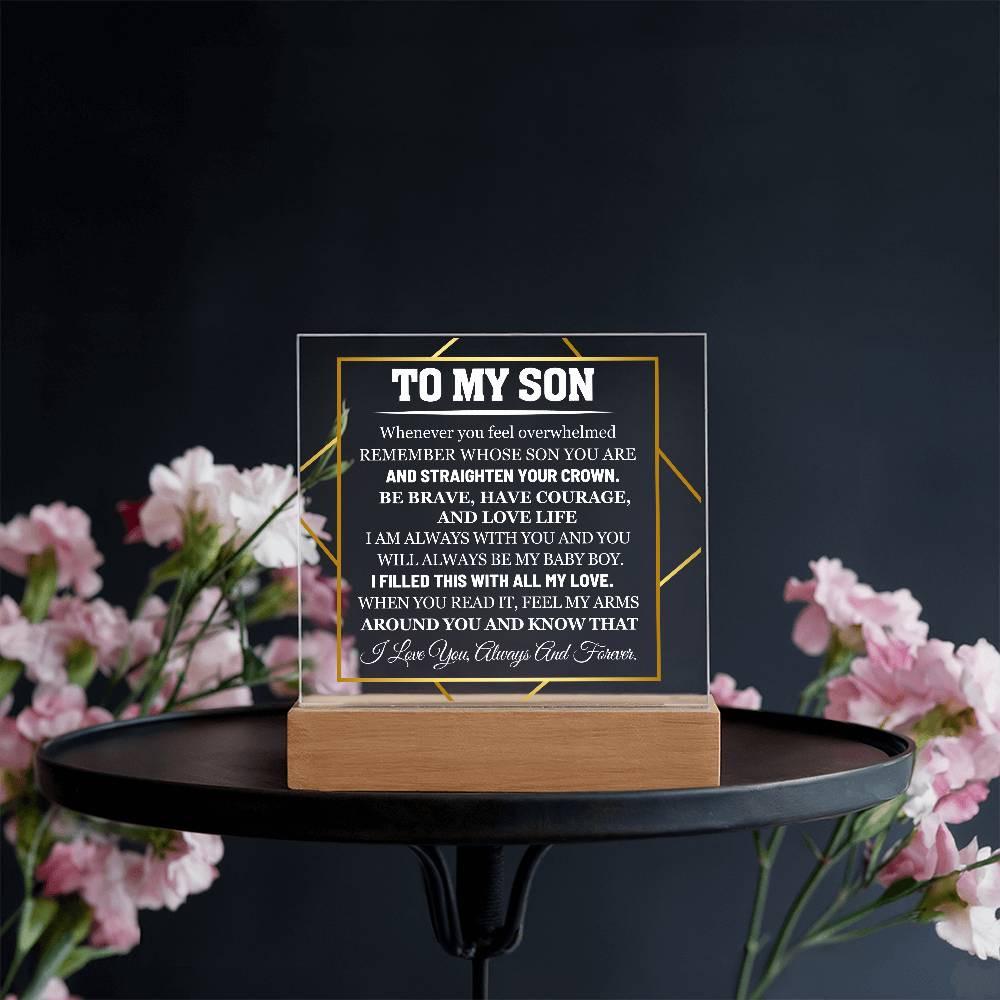 To My Son Acrylic Square Plaque – Personalized Son gift from Dad – view 7