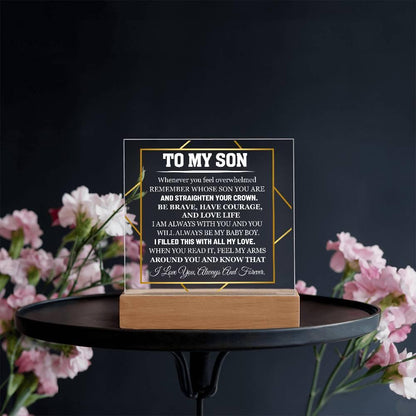 To My Son Acrylic Square Plaque – Personalized Son gift from Dad – view 7