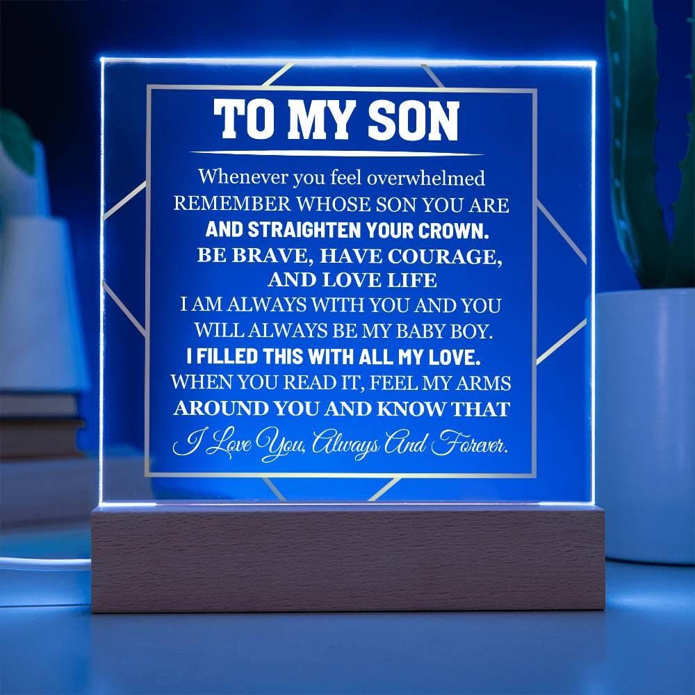 To My Son Acrylic Square Plaque – Personalized Son gift from Dad – view 4