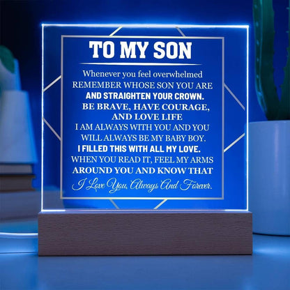 To My Son Acrylic Square Plaque – Personalized Son gift from Dad – view 4
