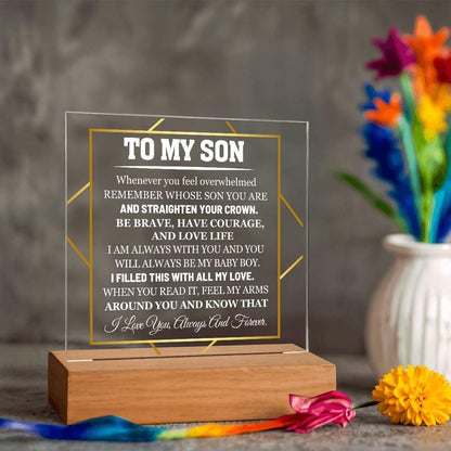 To My Son Acrylic Square Plaque – Personalized Son gift from Dad – view 3