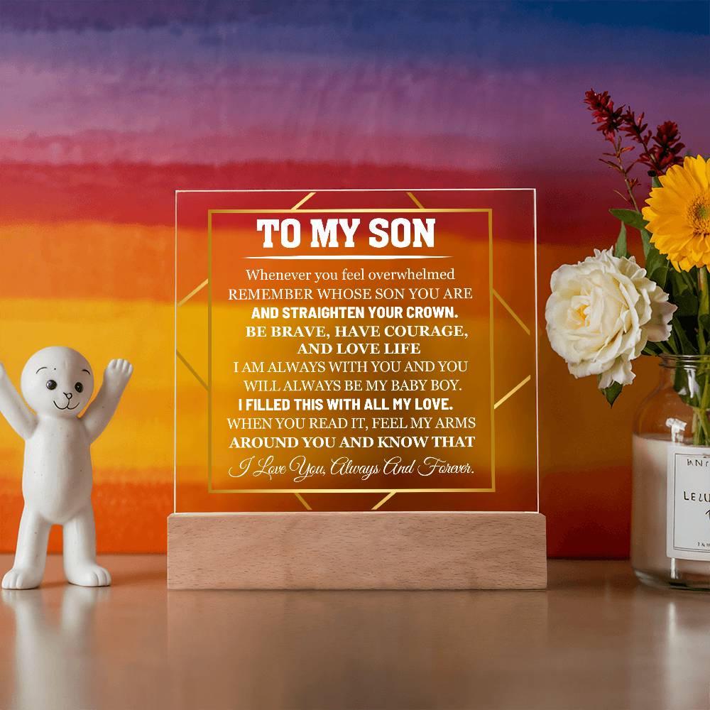 To My Son Acrylic Square Plaque – Personalized Son gift from Dad – view 9