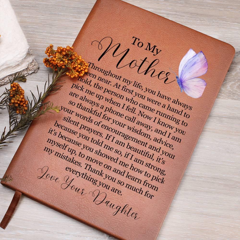 To My Mother Butterfly Personalized Leather Journal – Gift from Son