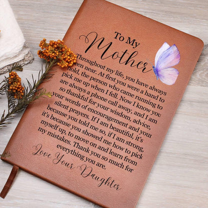 To My Mother Butterfly Personalized Leather Journal – Gift from Son