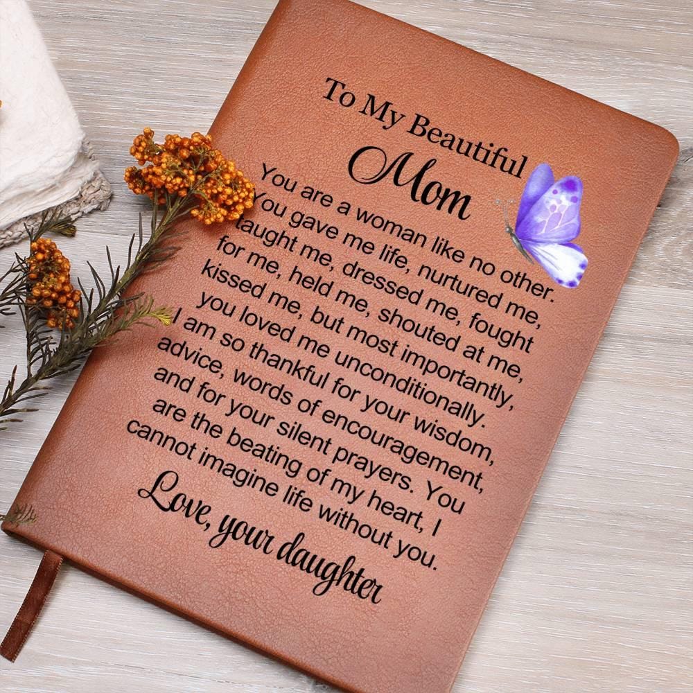 To My Mom Butterfly Personalized Leather Journal – Mother's Day Gifts