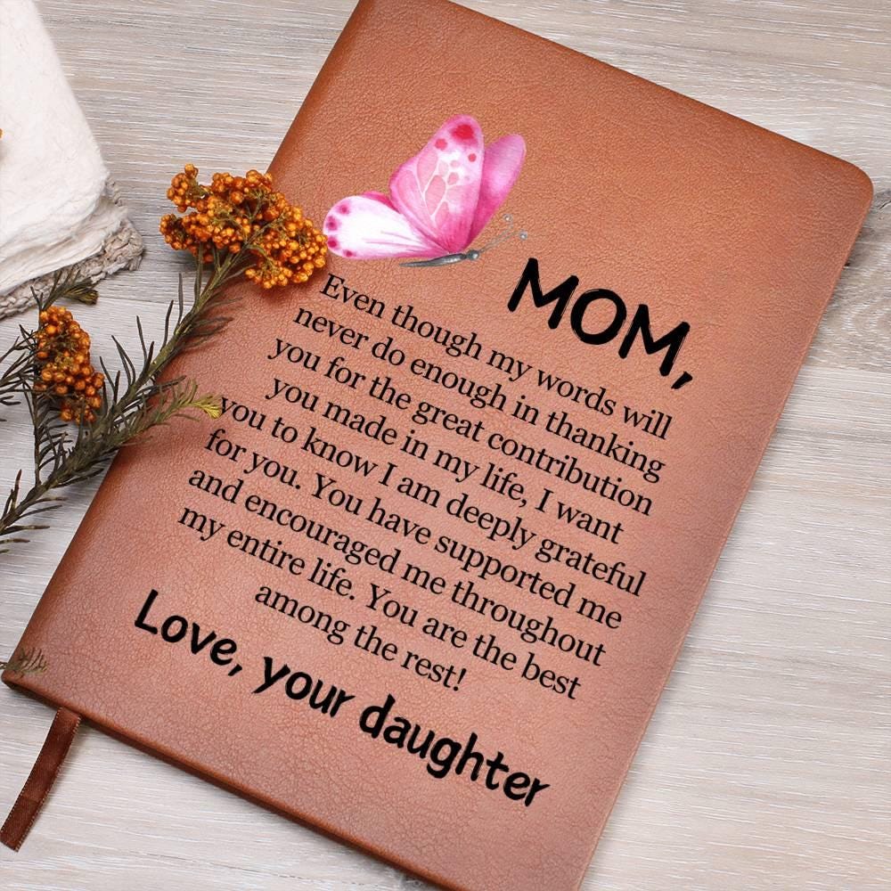 Mom Butterfly Personalized Leather Journal – Mother's Day Gifts