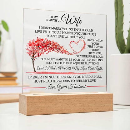 To My Wife Floral LED Acrylic Plaque – Gift for wife from Husband