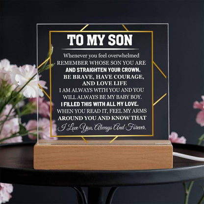 To My Son Acrylic Square Plaque – Personalized Son gift from Dad