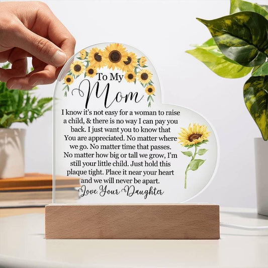 Personalized Mom Sunflower Heart Acrylic Plaque – Gift for Mom – view 2