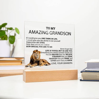 To My Grandson Personalized LED Acrylic Plaque – view 4
