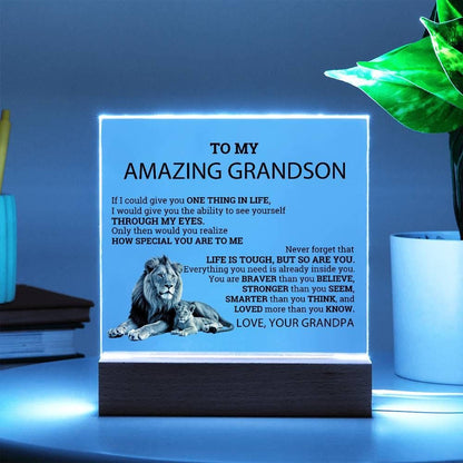 To My Grandson Personalized LED Acrylic Plaque – view 3