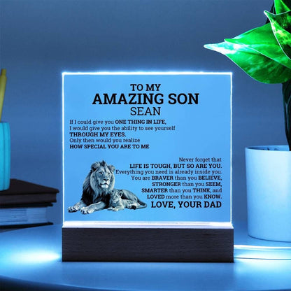 To My Amazing Son Personalized Acrylic plaque – Son gift from Dad – view 3