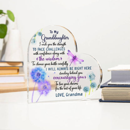 To My Granddaughter Heart Acrylic Plaque – Christmas – view 3