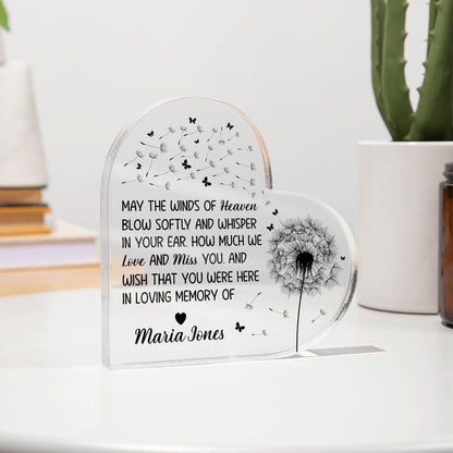 Personalized Memorial Heart Acrylic Plaque – Sympathy Gift – view 3
