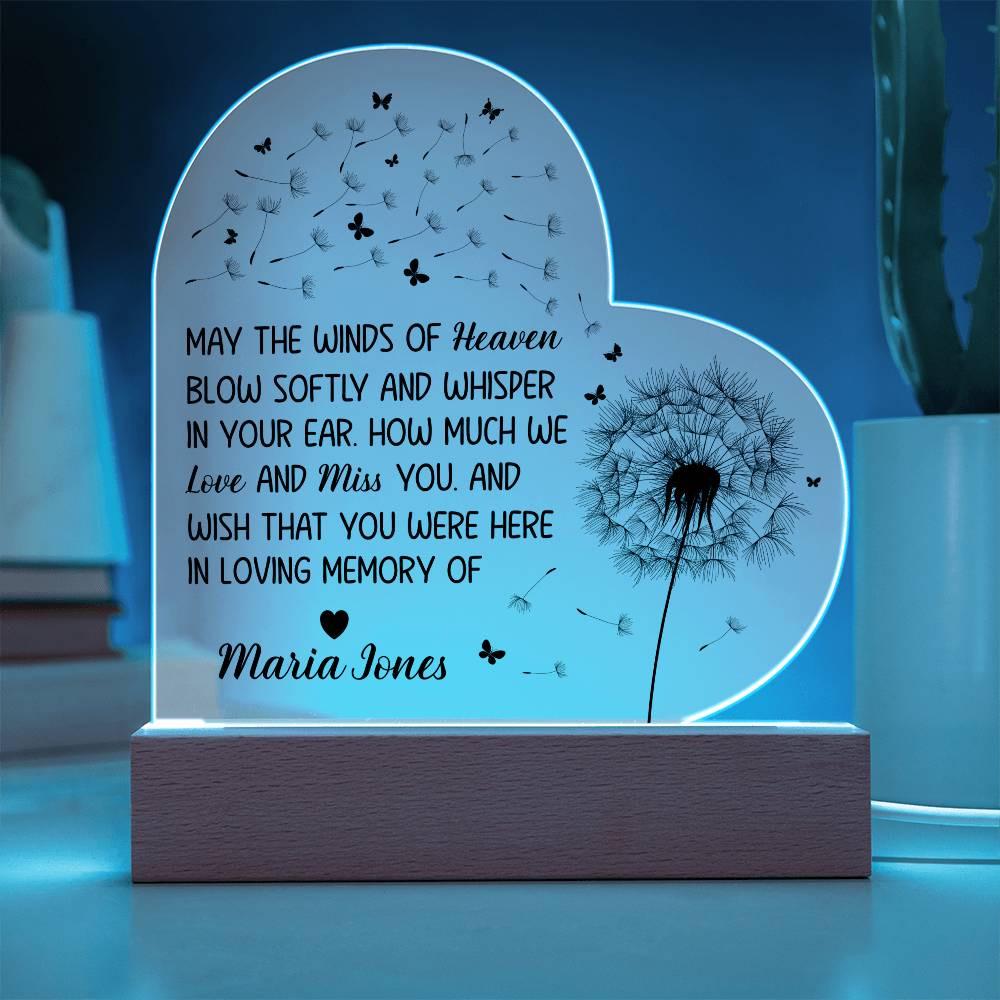 Personalized Memorial Heart Acrylic Plaque – Sympathy Gift – view 2