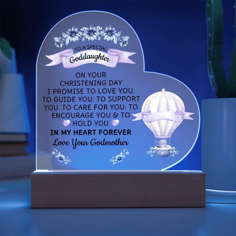 Goddaughter Christening Day Personalized Heart Plaque – view 5