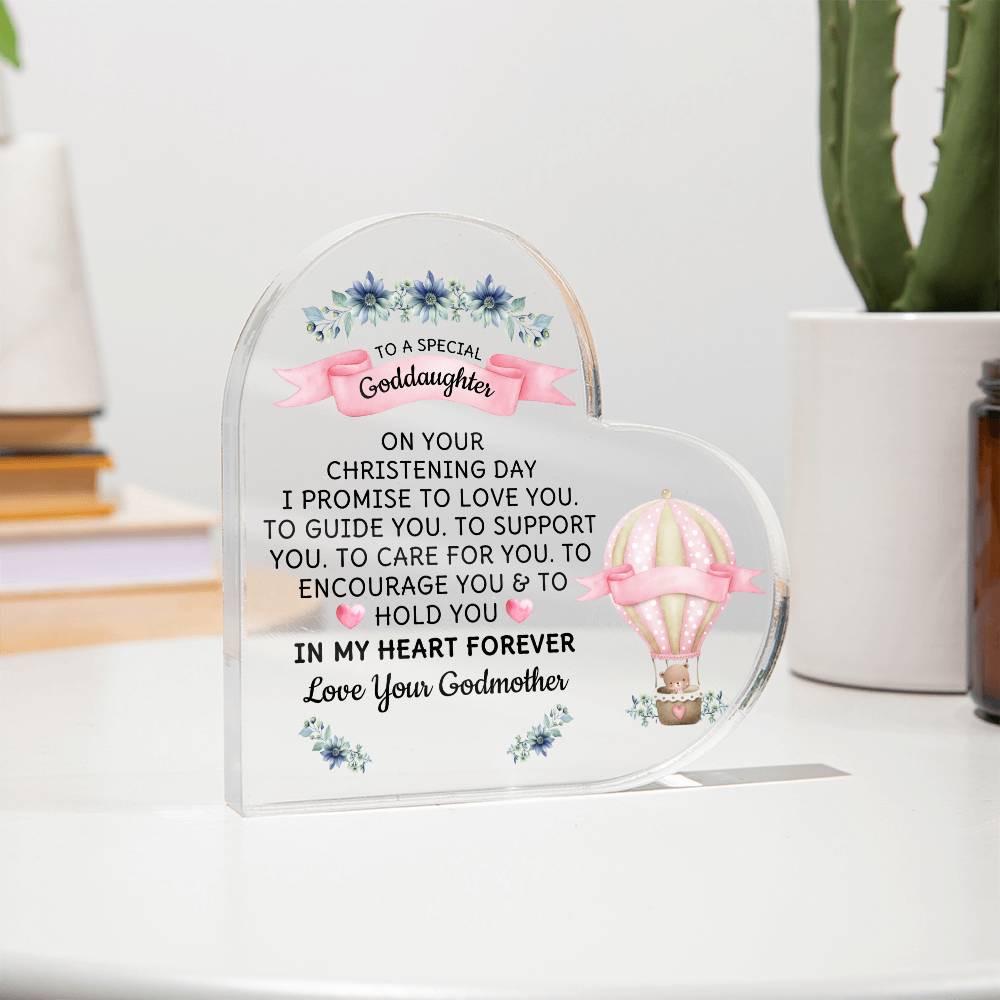 Goddaughter Christening Day Personalized Heart Plaque – view 3