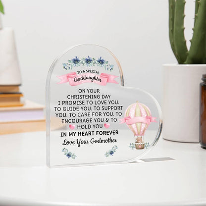 Goddaughter Christening Day Personalized Heart Plaque – view 3