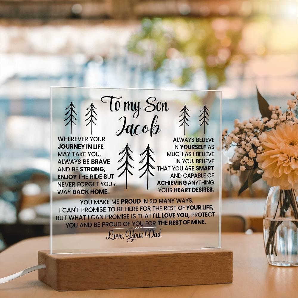 To My Son Personalized LED Acrylic Plaque – Gift from Dad – view 10