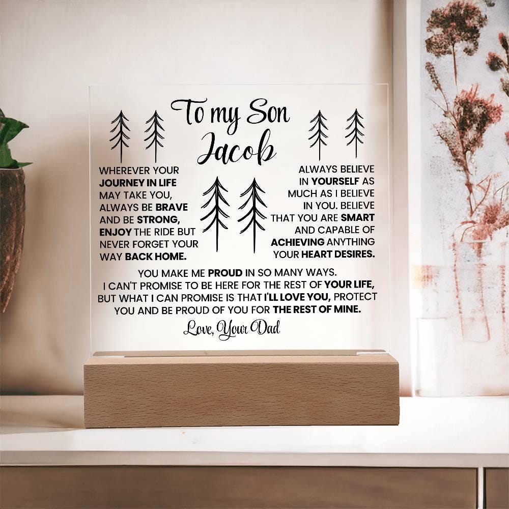 To My Son Personalized LED Acrylic Plaque – Gift from Dad – view 9