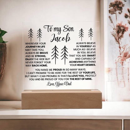 To My Son Personalized LED Acrylic Plaque – Gift from Dad – view 9