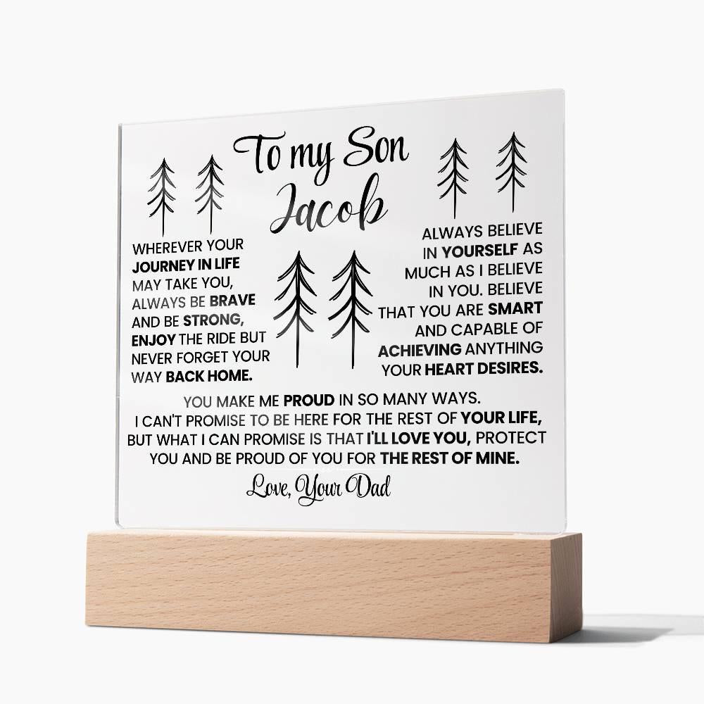 To My Son Personalized LED Acrylic Plaque – Gift from Dad – view 6
