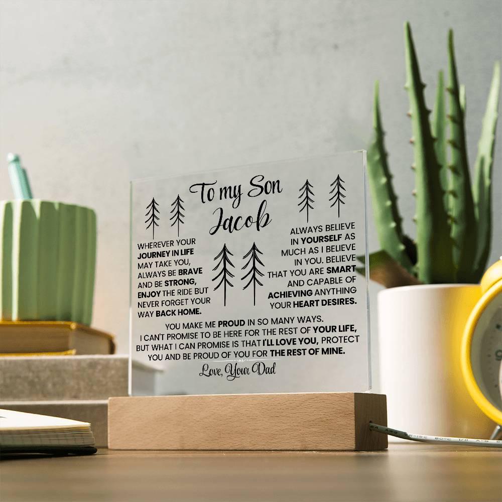 To My Son Personalized LED Acrylic Plaque – Gift from Dad – view 8