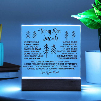 To My Son Personalized LED Acrylic Plaque – Gift from Dad – view 2