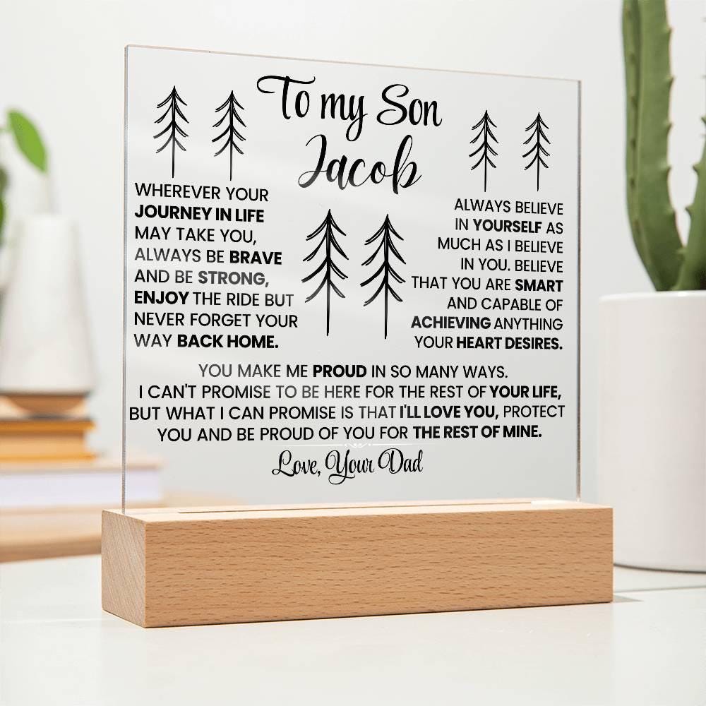 To My Son Personalized LED Acrylic Plaque – Gift from Dad – view 7