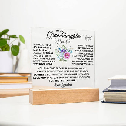 Custom Granddaughter Square Acrylic Plaque – Gift from Grandma – view 3
