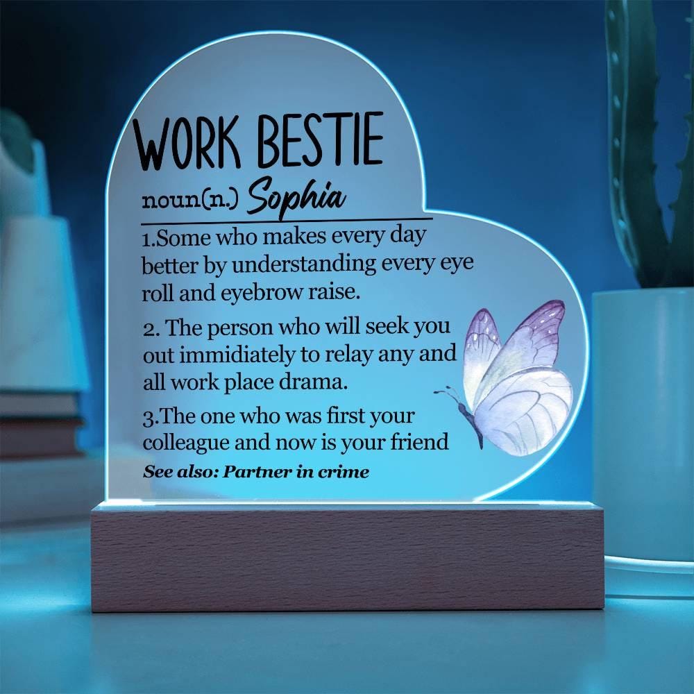 Work bestie Definition Personalized Heart Acrylic Plaque – view 2