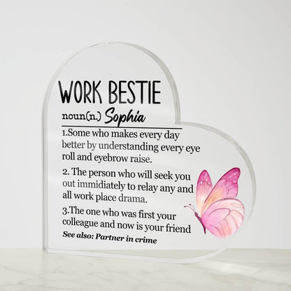 Work bestie Definition Personalized Heart Acrylic Plaque – view 5