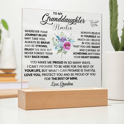 Custom Granddaughter Square Acrylic Plaque – Gift from Grandma