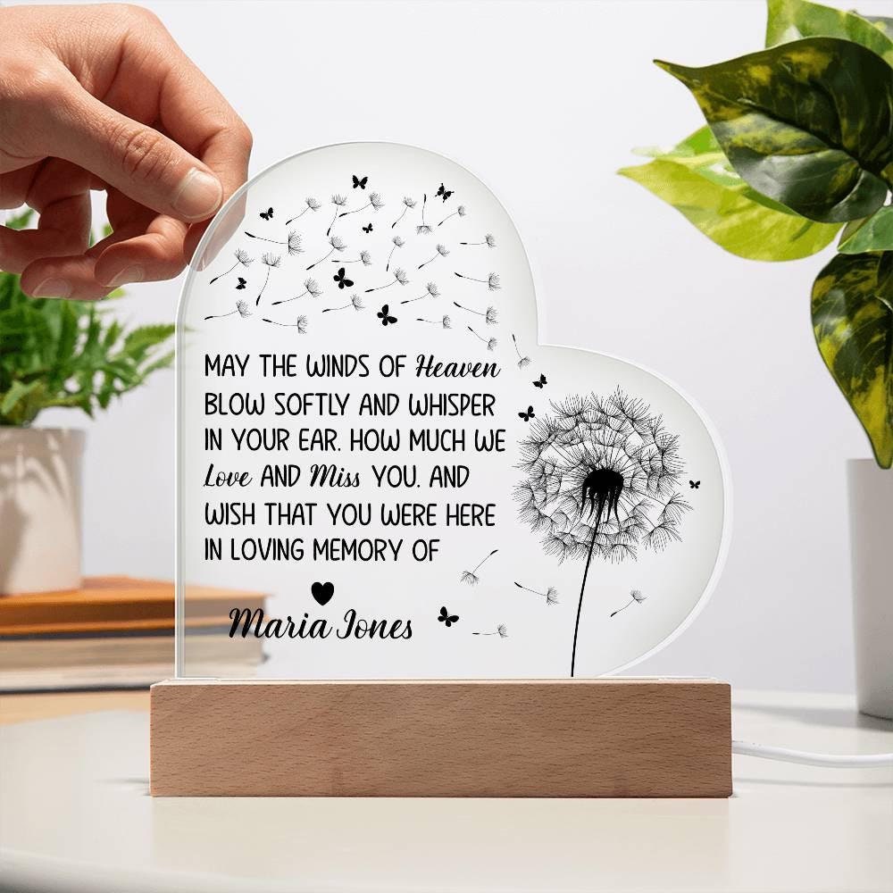 Personalized Memorial Heart Acrylic Plaque – Sympathy Gift