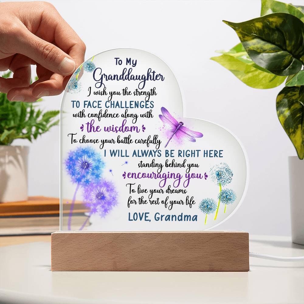 To My Granddaughter Heart Acrylic Plaque – Christmas