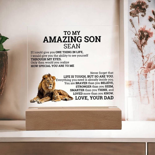 To My Amazing Son Personalized Acrylic plaque – Son gift from Dad